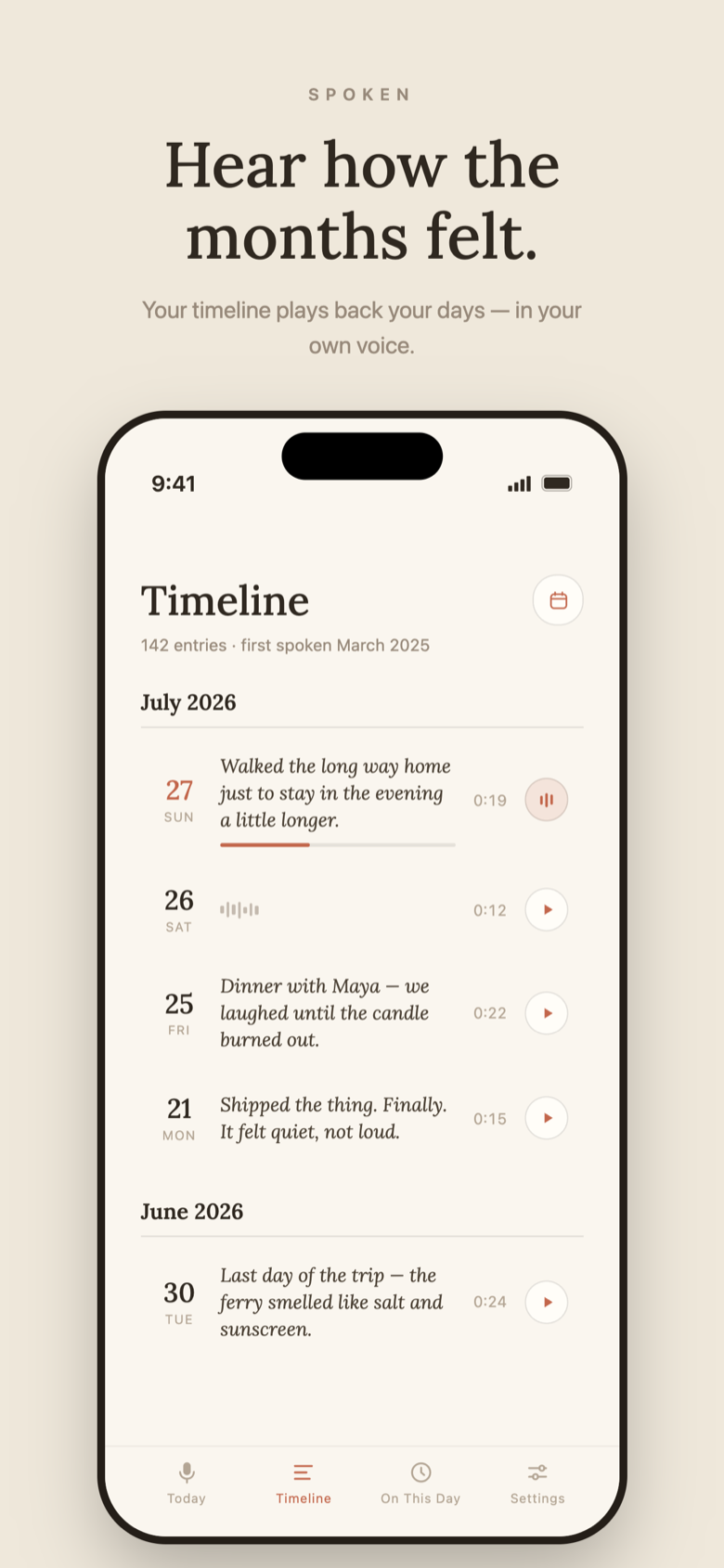 Timeline of past entries
