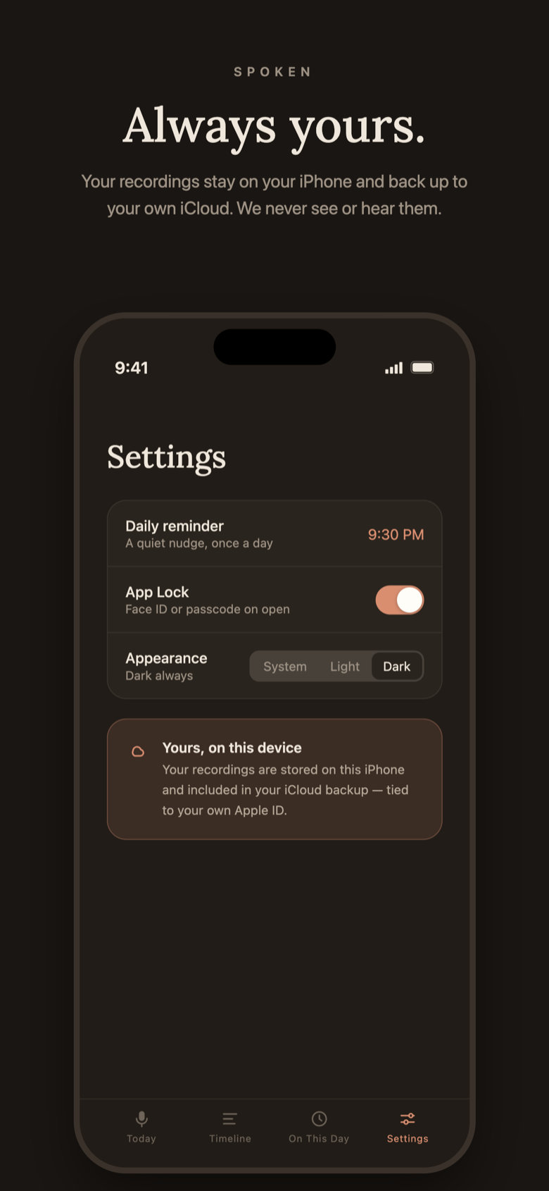 iCloud backup — always yours